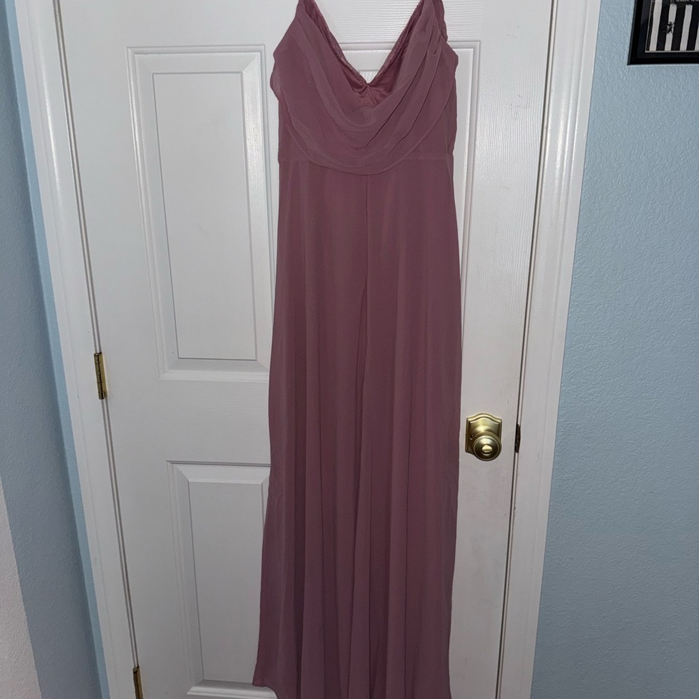 Fashion Nova Drape Me Chiffon and Lace Maxi Dress in Mauve Pink - Size M - Picture 7 of 10